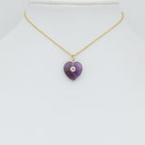 Natural Stone Heart Pendant with cz Center Pendant, Sku#Y1102