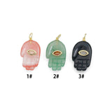 Gemstone Hamsa Evil Eye Pendants, Sku#Y1103