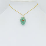 Gemstone Hamsa Evil Eye Pendants, Sku#Y1103