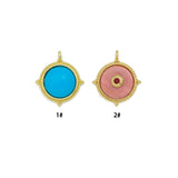 Turquoise Compass Medallion Pendant, Sku#Y1104
