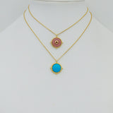 Turquoise Compass Medallion Pendant, Sku#Y1104