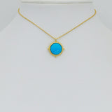 Turquoise Compass Medallion Pendant, Sku#Y1104