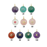 Gemstone Coin Pendant with Inlaid CZ,Sku#Y1105