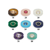 Natural Gemstone Flat Oval Spacer Beads with Inlaid Zircon Crystal Accents,Sku#Y1106
