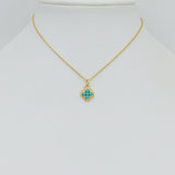 Turquoise Gold Tone Flower charm, Sku#Y1112
