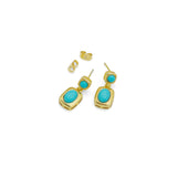 Turquoise Gold Tone Stud & Dangle Earrings ,Sku#Y1113