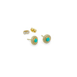 Turquoise Gold Tone Stud & Dangle Earrings ,Sku#Y1113
