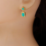 Turquoise Gold Tone Stud & Dangle Earrings ,Sku#Y1113