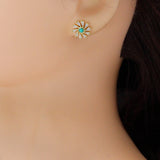 Turquoise Gold Tone Stud & Dangle Earrings ,Sku#Y1113