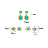 Turquoise Gold Tone Stud & Dangle Earrings ,Sku#Y1113