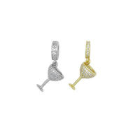 CZ Micro Pave Cocktail Glass Dangle Charm, Pave Wine Charm/Pendant, Large hole/Big hole European style bracelet charm Beads, 22x8mm,sku#Y149