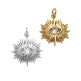 CZ Micro Pave Evil Eye On North Star Shaped Pendant/Charm,Gold Radiate Cubic Zirconia Pendant Charm,19x21mm,sku#Y315