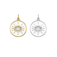 Enamel White Enamel Evil Eye On Round Coin Charm, Sku#Y434