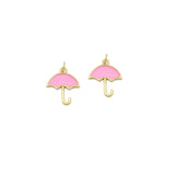 Pink Enamel Umbrella Shape Pendant,CZ Micro Pave Enamel Pendant,Enamel Jewelry, 14x12mm,Sku#Y523