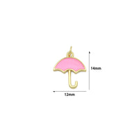 Pink Enamel Umbrella Shape Pendant,CZ Micro Pave Enamel Pendant,Enamel Jewelry, 14x12mm,Sku#Y523