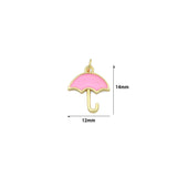 Pink Enamel Umbrella Shape Pendant,CZ Micro Pave Enamel Pendant,Enamel Jewelry, 14x12mm,Sku#Y523