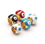 Enamel Turquoise Blue Evil Eye on Round Spacer Beads, 18K Gold Filled Large Hole Spacer Beads,6x8mm,Sku#Y541