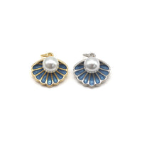 Mother of Pearl On Blue Enamel Shell Shape Pendant, 18K Gold Filled Shell Charm, Necklace Bracelet Charm Pendant,Sku#Y552