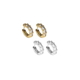 Gold CZ Round Hoop Earrings, Sku#Y777
