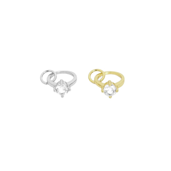 Small Diamond CZ Round Ring Charm, Sku#Y810