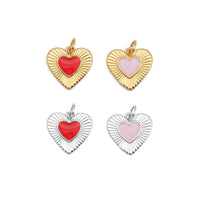Red Pink Enamel Heart Charm, Sku#Y853