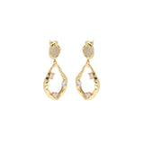 CZ Gold Irregular Oval Shape Dangle Stud Earrings, Sku#Y856