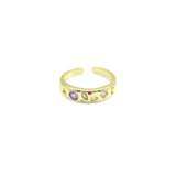 Gold Rectangle CZ Stone band Ring, Sku#Y907