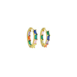 Colorful CZ Gold Oval Hoop Earrings, Sku#Y910