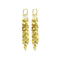 Gold Long round disc Tassels Earrings, Sku#Y916