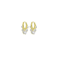 Gold Crystal Dangle Hoop Earrings, Sku#Y922