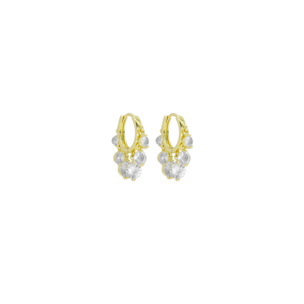 Gold Crystal Dangle Hoop Earrings, Sku#Y922