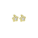 Gold Five Point Star CZ Stud Earrings, Sku#Y931