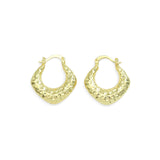 Gold Hammered Diamond Geometry Chunky Huggie Earrings, Sku#Y945