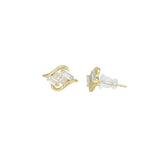 Baguette CZ Gold Fish Shape Stud Earrings, Sku#Y949