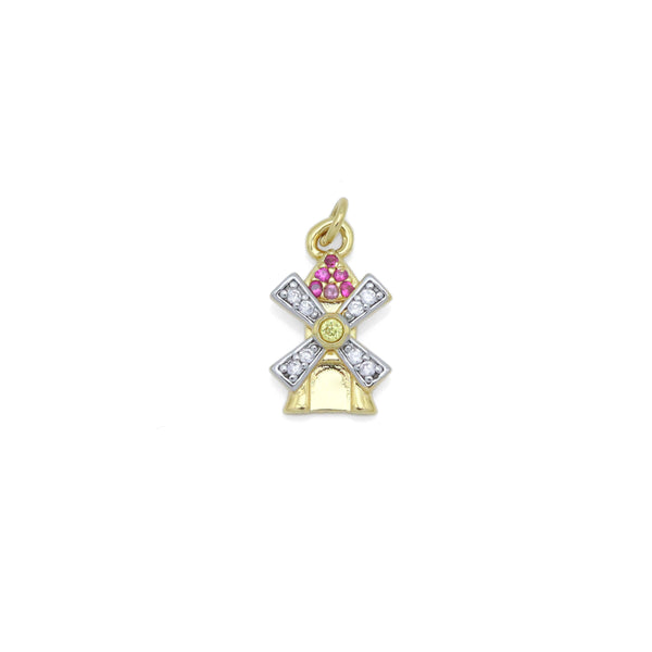 Cute Windmill House Charm Pendant, Sku#Y975