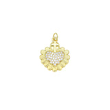 Clear CZ Gold Cross Heart Sunflower Charm Pendant, Sku#Y981