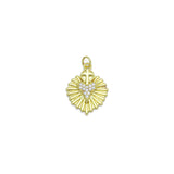 Clear CZ Gold Cross Radical Line Heart Charm Pendant, Sku#Y984