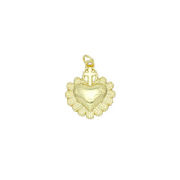 Gold Cross Flower Heart Charm Pendant, Sku#Y990