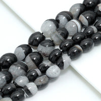 White Black Druzy Agate Barrel Beads, Sku#YK26