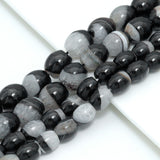 White Black Druzy Agate Barrel Beads, Sku#YK26
