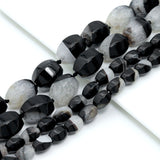 White Black Druzy Agate Faceted Barrel Beads,Sku#YK27