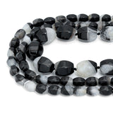 White Black Druzy Agate Faceted Barrel Beads,Sku#YK27
