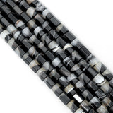 11x13mm White Black Barrel Shape Agate Beads, Sku#YK28