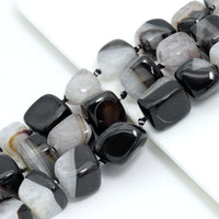 17-20mm Irregular Chunk White Black Druzy Agate, Sku#YK30