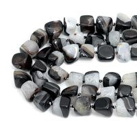 17-20mm Irregular Chunk White Black Druzy Agate, Sku#YK30