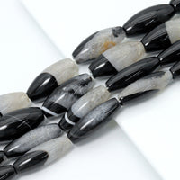 White Black Druzy Agate Rice Shape Beads,Sku#YK32
