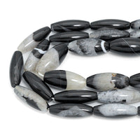 White Black Druzy Agate Rice Shape Beads,Sku#YK32