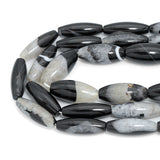 White Black Druzy Agate Rice Shape Beads,Sku#YK32