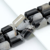 12x20mm Cylinder White Black Druzy Agate, Sku#YK33