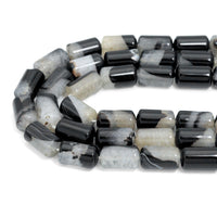 12x20mm Cylinder White Black Druzy Agate, Sku#YK33